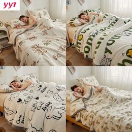 Blankets YanYangtian Winter Warm Plain Pattern Blanket Comfortable Cartoon Bed Cover Solid Color Office Multifunctional Travel 231120