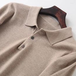 Men's Sweaters Cashmere Cotton Blend Polo Collar Sweater Men Tops 2023 Autumn Winter Mature Male Business Casual Turndown Knitted Wool