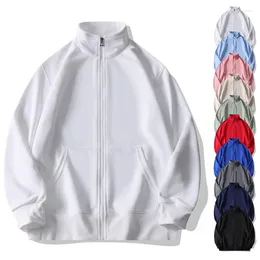 Men's Jackets Zip Up Casual Bomber Jacket Men Blank Drop Shoulder Hoodies With Zipper Sweatshirt Fashion For Jaquetas Masculinas