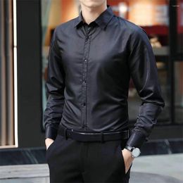 Men's Casual Shirts Chic Groomsman Shirt Single-breasted Wedding Solid Colour Business Situation Groom Office Clothes