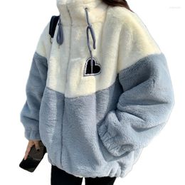 Women's Hoodies 2023 Winter Women Stand Collar Fleece Zip Up Sweatshirt Teenagers Girls Warmth Padded Plush Thicken Soft Streetwear