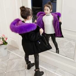 Down Coat Girls Winter Cotton 12 Years Old Jacket Kids Parkas Children's Plus Velvet Thickening Big Fur Collar Outerwear Teen Outfit 231121