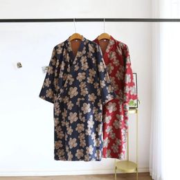 Women's Sleepwear 2023 Japanese Kimono Spring/Summer Bathrobe Nightgown Pure Cotton Double Layer Gauze Yarn Woven Thin Home Fur