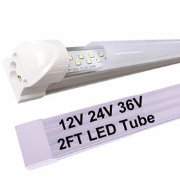 LED Tubes 2Ft 60CM 12 Inch 12V Strip Lights Bar Interior DC/AC 9-36V V Shaped Integrated T8 LED Shop Light Fixture LED Cooler Door lighting Fluorescent Bulbs crestech168