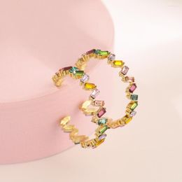 Dangle Earrings Rhinestone C Shaped Big Hoop Female Fashion Star Drop Women Metal Party Jewellery Accessory Girl Gift Ear Rings