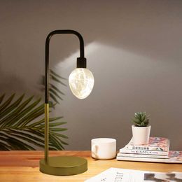 Retro Metal Study Reading Desk Battery Powered LED Night Light Bedroom Decoration Bedside Table Lamps AA230421