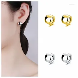 Hoop Earrings 925 Sterling Silver Needle Smooth Round For Women Simple Gold Colour Tiny Earring 2023 Fashion INS Jewellery