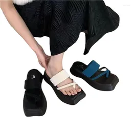 Slippers 2023 Square-headed Women's Mid-heeled Shoes Summer Fashion