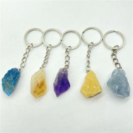 Pendant Necklaces Natural Raw Ore Gem Stone Quartz Yellow Crystal Amethyst Irregular Keychain DIY Charms Jewelry Making Accessories 1PC