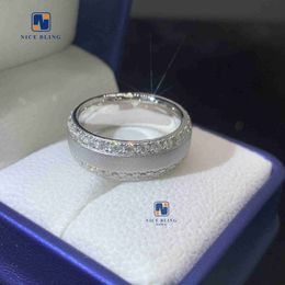 Iced Out Classic Jewellery White Gold Ring Vvs Moissanite Diamond 925 Sterling Silver Ring Moissanite Ring for Men