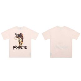 Designer Fashion Clothing Tees TShirts New Tiger Print High Street Loose Oversize Couple Trend Brand Rhude Short Sleeve T-shirt Tops Streetwear Loose Hip hop