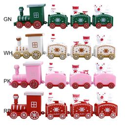 Christmas Decorations Year 2024 Wooden Train Decoration Cute Painted Toy and Santa Claus Snowman Craft Party Childrens Gifts 231121