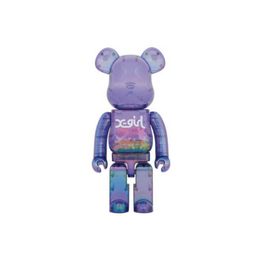 New Spot Bearbrick 400-1000% 28-70CM Transparent Purple X-girl Building Block Violent Bear Trend Handmade Doll Decoration Gift