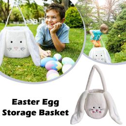 Storage Bags 1pc Cute Bag Easter Basket Long Ear Plush Handbag Egg Candy Baskets Happy Party Decor For Kids Gift