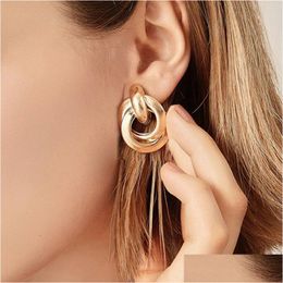 Dangle & Chandelier Fashion Metal Women Drop Earrings Hollow Geometric Dangle Earring For Girls Punk Round Ear Rings Brincos Dhgarden Otfno