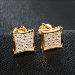 New Arrival Mens Cubic Zirconia Diamond Earings Fashion Men Jewelry Hip Hop Copper Gold Filled CZ Stud Earrings Jewelry270C