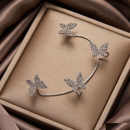 Ear Cuff Shiny Zircon Butterfly Ear Cuff For Women Without Piercing Earrings 2022 Fashion Clip Earring Bride Wedding Jewelry Dhgarden Ot1Tx