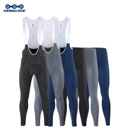 Cycling Pants KEMALOCE Cycling Long Pants Men Autumn Blue Grey Gel Pad Reflective Bike Bib Pants Breathable Bicycle Trousers With Rear Pocket 231120