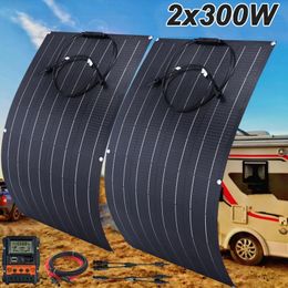 Chargers 600W 300W Flexible Solar Panel Cell Energy Charger DIY Connector for Smartphone Charging RV Car Boat Camping Power System 231120