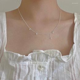 Chains Korean Light Luxury Tassel White Zircon Necklace Clavicle Chain For Women Stainless Steel Does Not Fade Jewelry