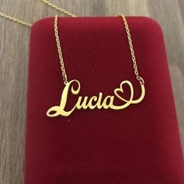 Pendant Necklaces Stainless steel custom name necklace with heart shaped retro letter womens Jewellery Christmas gift 231121