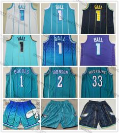 Stitched 2023 Basketball LaMelo Ball Jerseys Retro Mesh Muggsy Bogues 1 Larry Johnson 2 Alonzo Mourning 33 Men Youth Kids All Embroidery