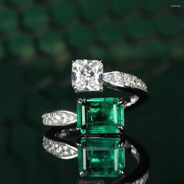 Cluster Rings 2023 Winter S925 Silver Top Personalised Jewellery Emerald Open Ring Women's Fashion Versatile In Style