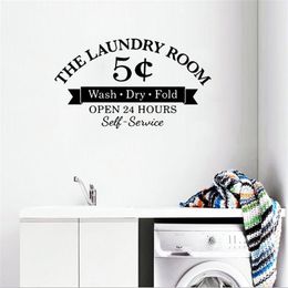 Wall Stickers The Laundry Room Sticker Quote 24 Opening Hours Decal Revocable Waterproof Decoration Mural DW7089