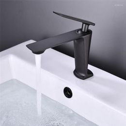 Bathroom Sink Faucets Basin Faucet Mixer Single Handle Hole Black Colour Waterfall Hold And Cold Tap