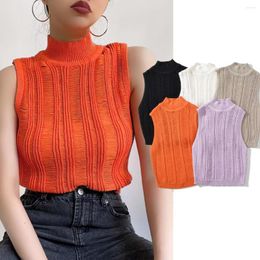 Women's T Shirts Elmsk Ins Fashion Blogger Retro Knitted Hollow Out Stand Collar Tank Tops Vest Sleeveless Summer Tshirts Women
