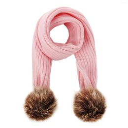 Scarves 110CM Baby Solid Autumn/Winter Double Knitted Wool Scarf Coyote Headdress