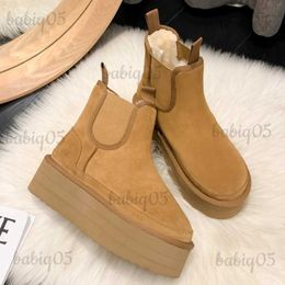 Boots Women's Boots Plus Velvet Warm Casual Shoes One Step Suede Leather Trendy Women's Ankle Boots Chelsea Women's Boots Botas Mujer T231121