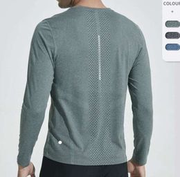 lu Men Yoga Outfit Sports Long Sleeve T-shirt Mens Sport Style Shirts Training Fitness Clothes Elastic Quick Dry Sportwear Top Plus Size 5XL Leisure Slim and slim