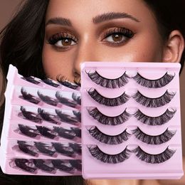 Hand Made Reusable Eyelashes Russian Curled Soft Lightweight Multilayer Thick Fluffy Fake Lashes Mink Natural Density Beauty Lashes