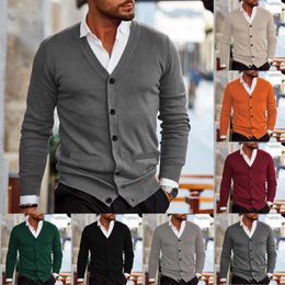 Men's Sweaters Mens Casual Button Solid V Neck Slim Fit Warm Wine T Shirt Men Custom Shirts For Long Large