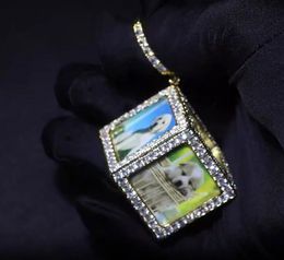 Custom Made Baby Block Picture Photo Pendant Necklace Icy Zircon Charm with 24" Rope Chain Men Women Hiphop Rock Jewellery Gift