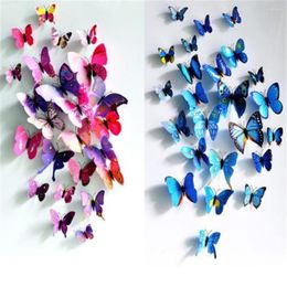 Adesivi murali 12 pezzi fata 3D fai da te magnete farfalla adesivo PVC arte farfalle decalcomania decorazioni per la casa camera dei bambini murale