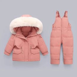 ダウンコート冬の子供用衣類セット2PCSガールダウンジャケットベビースノースーツの服のオールオブオーバー