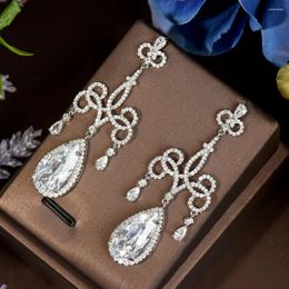 Dangle Earrings HIBRIDE Celebrity Favourite Cubic Zirconia Women For Wedding Water Drop Earring Pendientes Mujer Mode E-634
