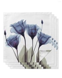 Table Napkin 4pcs Flower Summer Idyllic Blue Tulip Square 50cm Wedding Decoration Cloth Kitchen Dinner Serving Napkins