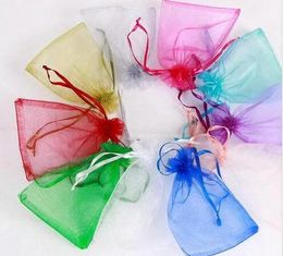 7*9cm Jewelry Bags MIXED Organza Jewelry Wedding Party favor Xmas Gift Bags Purple Blue Pink Yellow Black With Drawstring GB1505 12 LL