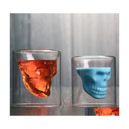 Wine Glasses Creative Bar Party Drinkware Skl Transparent Cup Glass S Beer Whiskey Crystal Skeleton Water Dh0001 Drop Delivery Home Dhzx5
