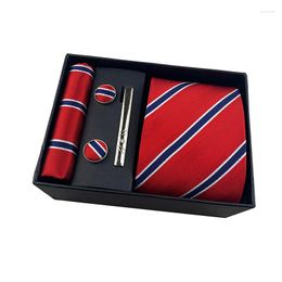 Bow Ties Men's Business Tie Square Scarf Gift Box Striped Plain Suit Shirt Black Accessories Set Luxury Wedding Neckties Sets
