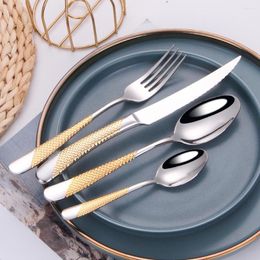 Dinnerware Sets Stainless Steel Tableware Set Silver Cutlery Wedding Forks Knives Spoons Travel 24pcs