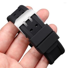 Watch Bands Rubber Silicone Watchband 20 22mm Women Men Diving Black Sport Band Bracelet Stainless Steel Metal Clasp Strap Water