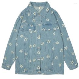 Women's Jackets Autumn Fashion Woman Jacket Y2k Street Trend Blue Denim Coats Vintage Embroidery Long Sleeve Cowboy Overcoat Blouses Unisex