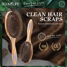 Hair Brushes Boar Bristle Brush Bamboo Hair Brush Women Head Scalp Massage Wood Comb for Hair Brosse Cheveux Femme Brosse Poil De Sanglier 231121