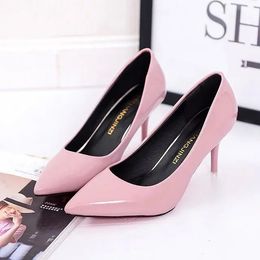 Dress Shoes Large Size Women's Pumps Pointed Toe Patent Leather High Heels Dress Shoes White Wedding Shoes Thin Heels Basic Pump Red 1078C 231121