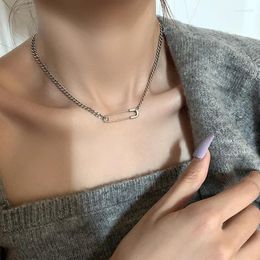 Pendant Necklaces Vintage Paper Clip Choker Necklace For Women Unique Design Pin Clavicle Chain Female Simple Temperament Jewellery