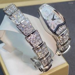 Wristwatches High Quality Luxury Bracelet Women's Quartz Serpentine Watch For Women Top Brand Diamond Stainless Steel Wristwatch